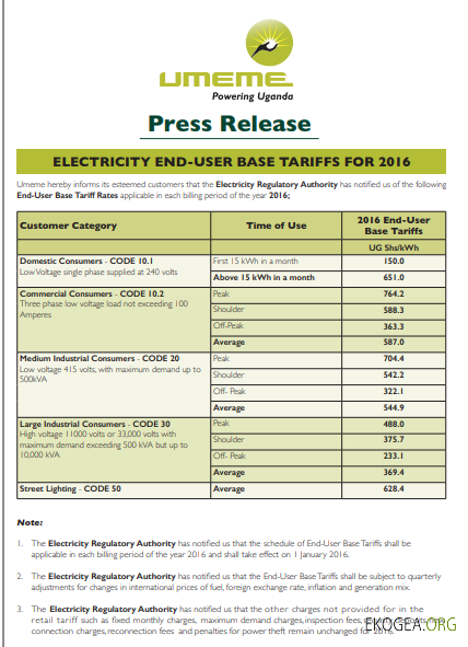 Uganda UMEME utility bill